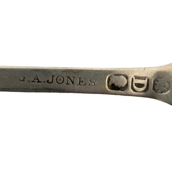 Antique Coin Silver Hall Hewson GA Jones 1839-42 Albany NY Tea Spoon Monogram - Picture 4 of 10